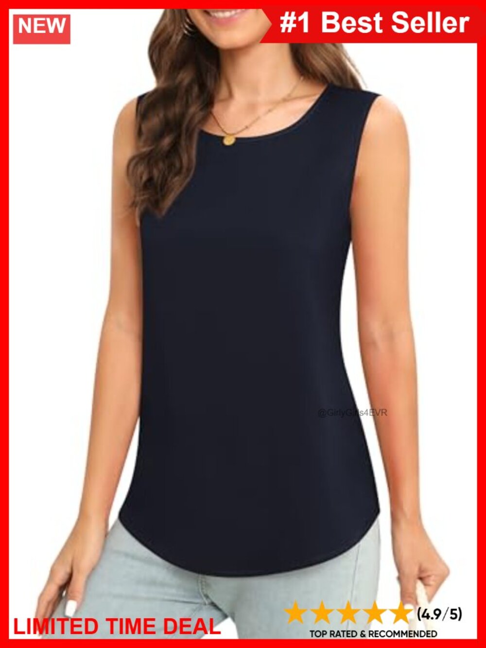 Chiffon Sleeveless Tank Top Business Casual Loose Fit Tunic Blouse